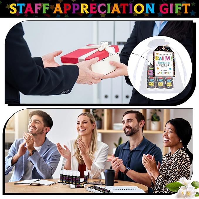 100 Pack Employee Appreciation Gifts Bulk Lip Balms Favors Bulk Small Thank You Gifts Team Appreciation Inspirational Gifts for Women Men Coworkers Staff Teachers Nurses-VeraVaultWomen