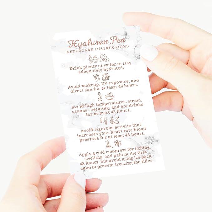 100 Pack - Premium Hyaluron Pen Lip Filler Aftercare Instructions Card 2 x 3.5" Accessories Supplies Kit Care - HP21A100_N-VeraVaultWomen