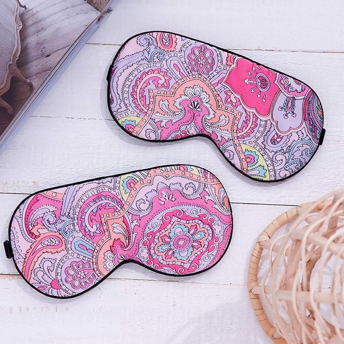 100% Pure Silk Eye Mask Sleep Eye Mask Eye Cover Eyeshade Sleeping Eye Mask Printed Colors (#12)-VeraVaultWomen