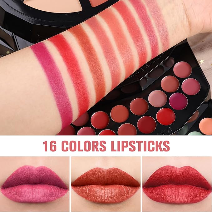 109 Colors Makeup Kit for Women Girl Full Kit Gift Set with Mirror All in One Make up Palette Included Eyeshadow Glitter Lipstick Concealer Eyeliner Eyebrow Highlighter Contour Blusher Compact PowderY-VeraVaultWomen