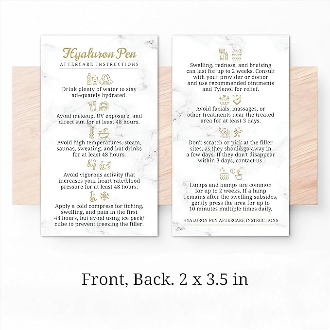 100 Pack - Premium Hyaluron Pen Lip Filler Aftercare Instructions Card 2 x 3.5" Accessories Supplies Kit Care - HP22A100_N-VeraVaultWomen