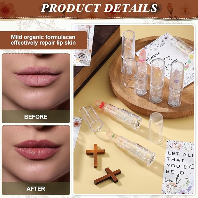12 Sets Christian Lip Balms with Inspirational Bible Verse Card Bulk Gifts for Women Flower Sign Taste Lip Balm with Tag for Employee Coworker Teacher Family Church Wedding Favor-VeraVaultWomen