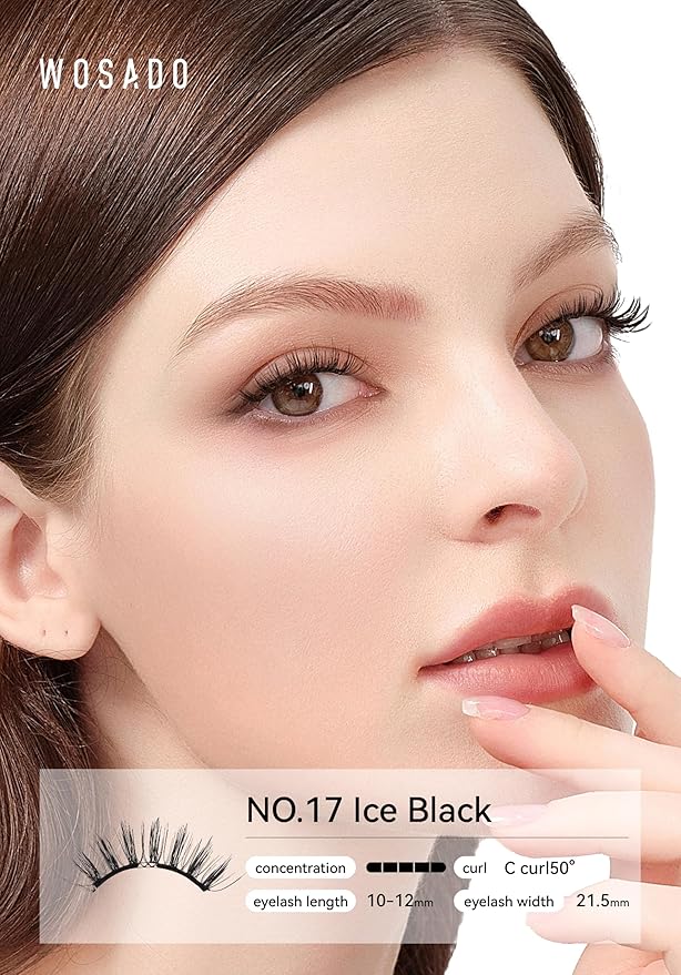 Magnetic Eyelashes with Applicator Kit, No.17 Ice Black, Reusable Magnetic Lashes without Eyeliner, Glue-free False Lashes, Waterproof, Lightweight, Suit for Heavy Makeup-VeraVaultWomen