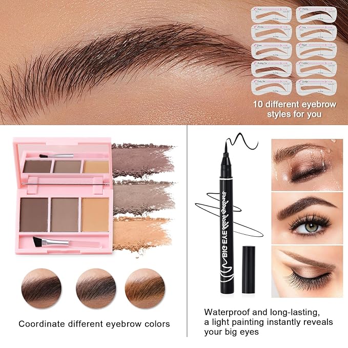 Makeup Kit for Teens Girls, Makeup Present Set for Women, Makeup Full Kit for Beginners, Mini Makeup Bundle Include 7 Pink colors Matte & Shimmer Pigmented Eyeshadow Palette, Eyebrow Powder-VeraVaultWomen