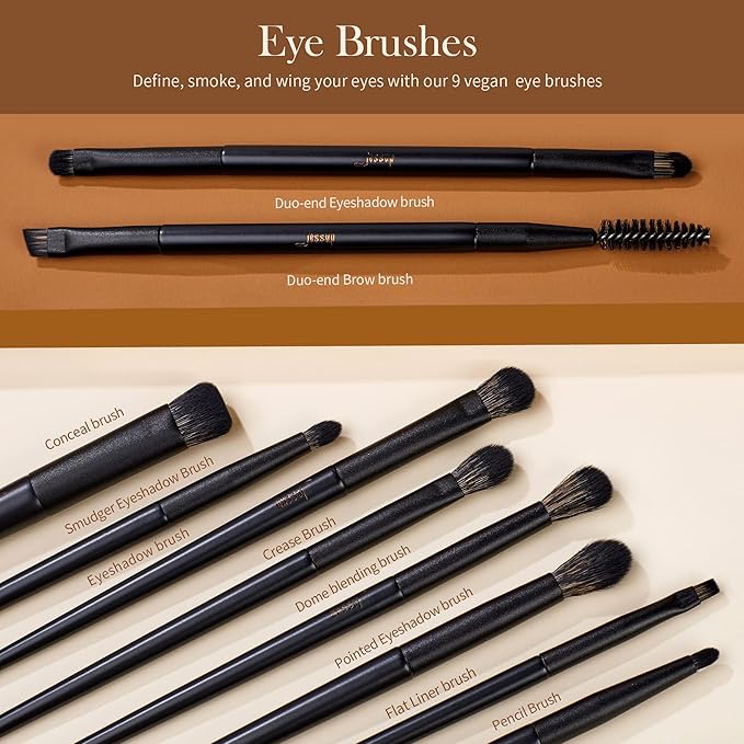 Makeup Brushes Set Jessup Make up Brushes 14Pcs Black Kabuki Foundation Eyeshadow Contour Concealer Powder Eyeliner Crease Eyebrow Blending Brush, T336-VeraVaultWomen
