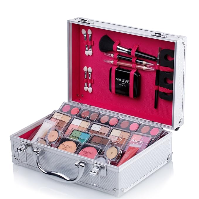 Makeup Kit for Girls and kids 8-12 Carry All Makeup Train Case with Pro Makeup for Teens Women Full Starter Cosmetics Set (SILVER)-VeraVaultWomen