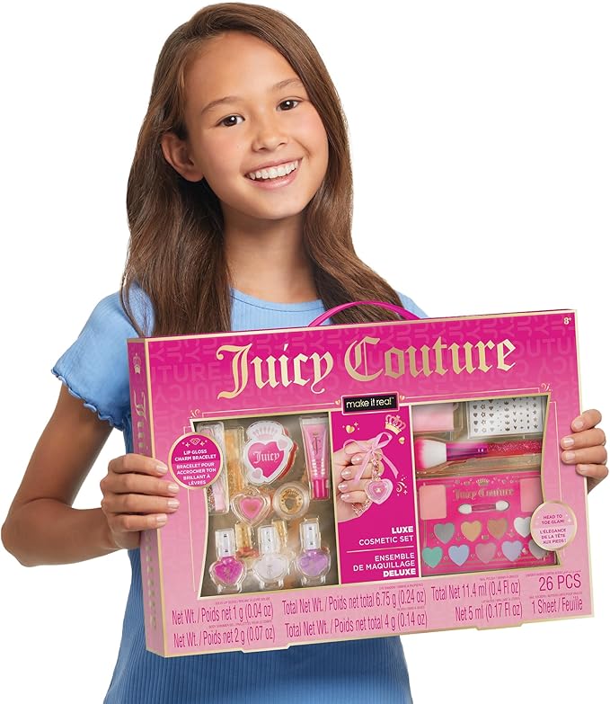 Make It Real: Juicy Couture Luxe Cosmetic Set - Lip Gloss Charm Bracelet, Nail Polish, Eyeshadow, Head to Toe Glam, Makeup Kit, Girls & Kids Ages 8+-VeraVaultWomen