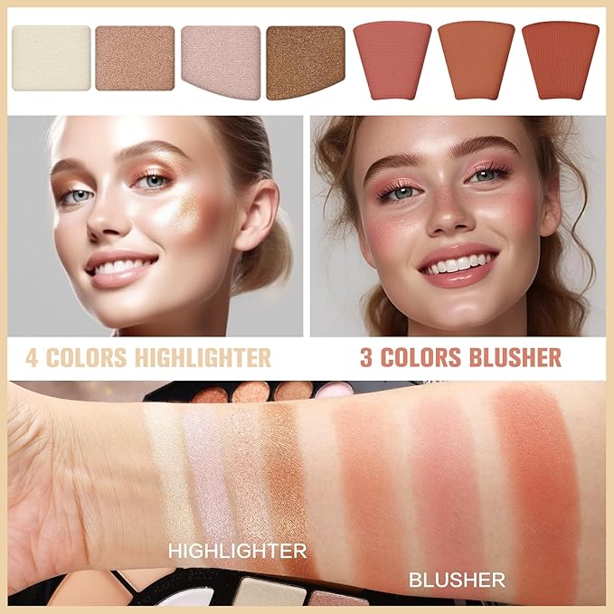 109 Colors Makeup Kit for Women Girl Full Kit Gift Set with Mirror All in One Make up Palette Included Eyeshadow Glitter Lipstick Concealer Eyeliner Eyebrow Highlighter Contour Blusher Compact PowderN-VeraVaultWomen
