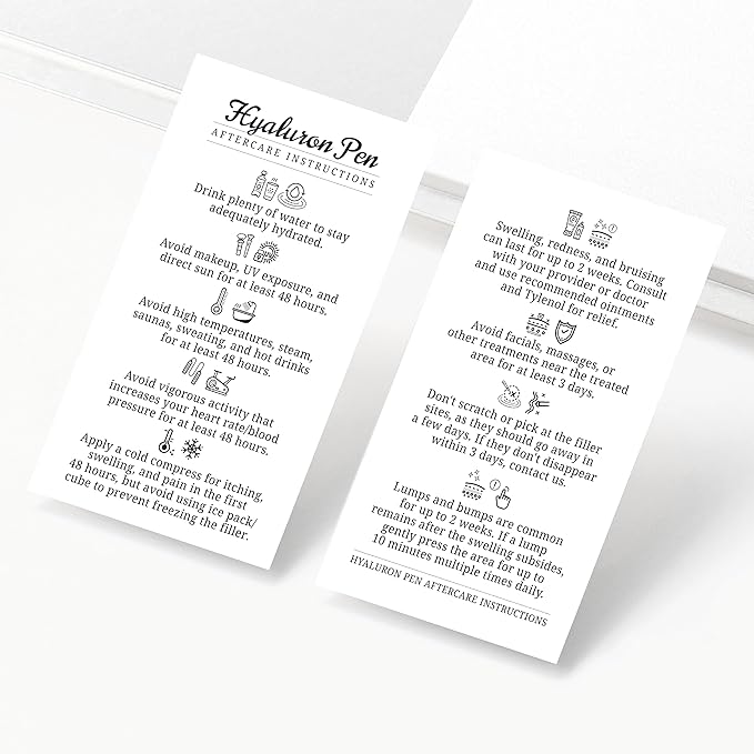 100 Pack - Premium Hyaluron Pen Lip Filler Aftercare Instructions Card 2 x 3.5" Accessories Supplies Kit Care - HP07A100_N-VeraVaultWomen