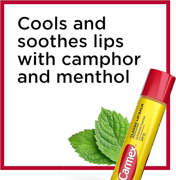 Carmex Classic Medicated Lip Balm Sticks, Lip Moisturizer for Chapped Lips, 9 Count (3 Packs of 3)-VeraVaultWomen