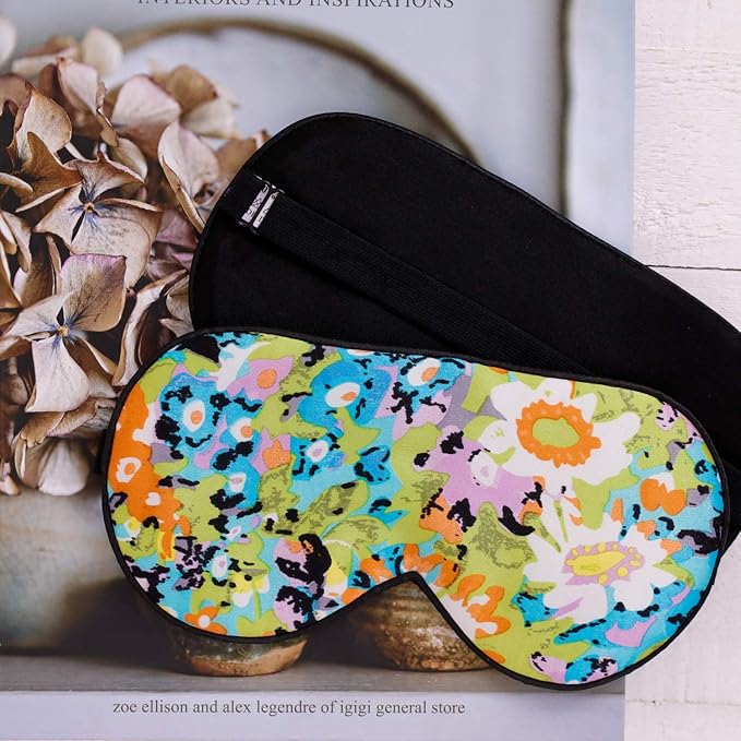 100% Pure Silk Eye Mask Sleep Eye Mask Eye Cover Eyeshade Sleeping Eye Mask Printed Colors (#17)-VeraVaultWomen