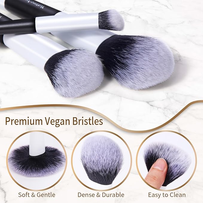 Makeup Brush Set 10pc, Dual-Ended Makeup Brushes For Bronzer, Contour, Eyeshadow, Blush, Concealer, Foundation-VeraVaultWomen