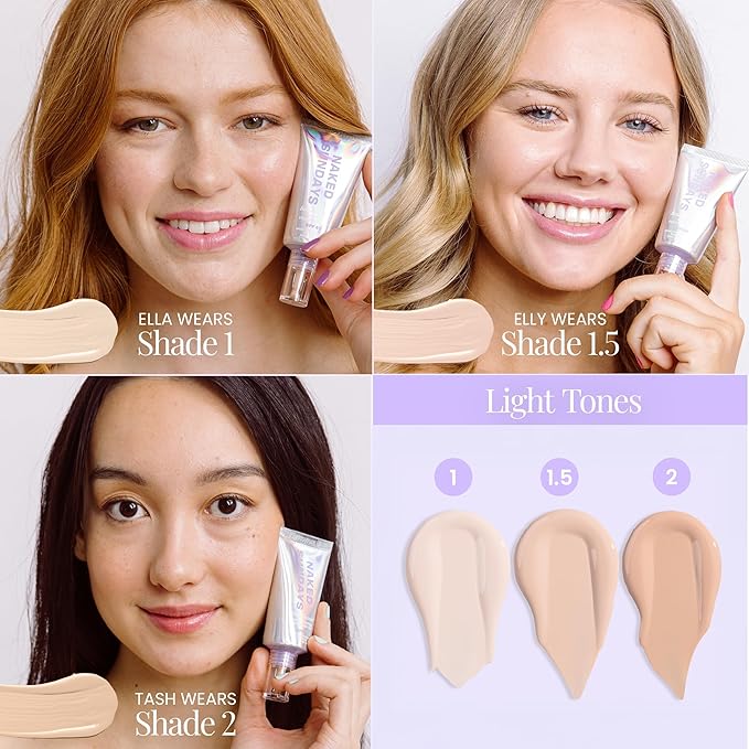 Naked Sundays BeautyScreen™ SPF 50 Mineral Peptide Foundation Tint – 2-in-1 Skin Tint & Mineral Sunscreen | Radiant, Buildable Coverage, Acne-Safe, Infused with Peptides (1.5 Fair Cool, 1.01 Fl Oz)-VeraVaultWomen