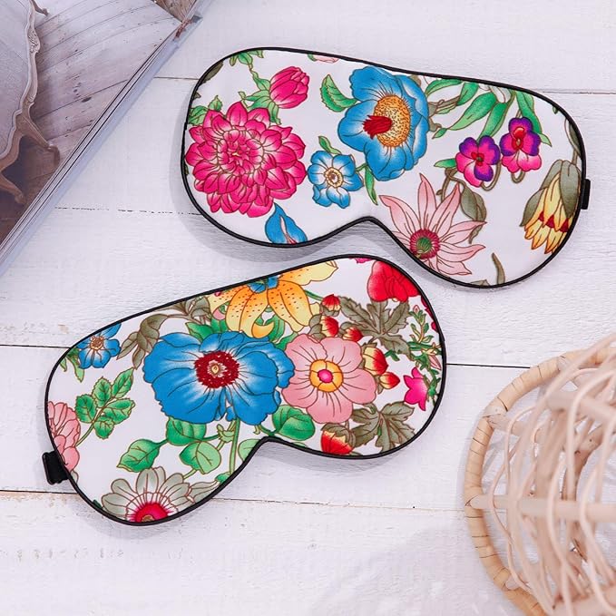 100% Pure Silk Eye Mask Sleep Eye Mask Eye Cover Eyeshade Sleeping Eye Mask Printed Colors (#10)-VeraVaultWomen