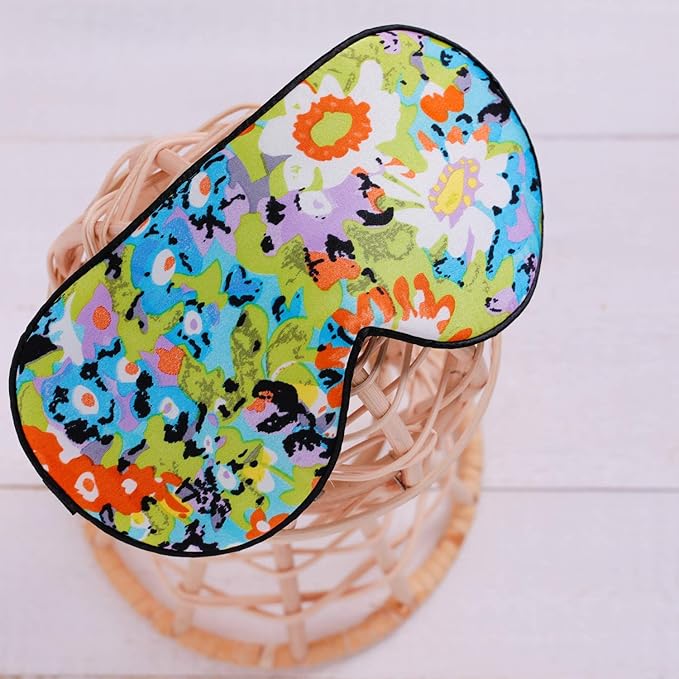 100% Pure Silk Eye Mask Sleep Eye Mask Eye Cover Eyeshade Sleeping Eye Mask Printed Colors (#17)-VeraVaultWomen