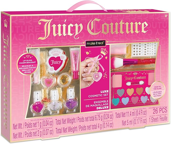 Make It Real: Juicy Couture Luxe Cosmetic Set - Lip Gloss Charm Bracelet, Nail Polish, Eyeshadow, Head to Toe Glam, Makeup Kit, Girls & Kids Ages 8+-VeraVaultWomen