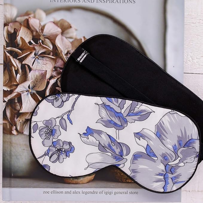 100% Pure Silk Eye Mask Sleep Eye Mask Eye Cover Eyeshade Sleeping Eye Mask Printed Colors (#11)-VeraVaultWomen