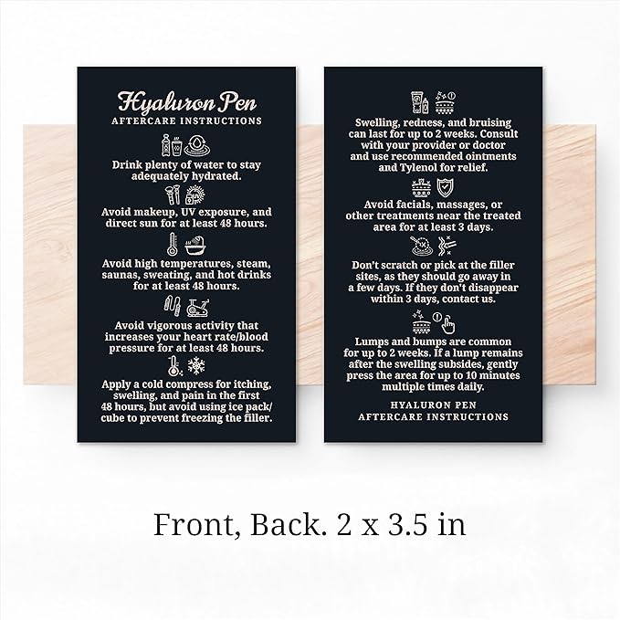 100 Pack - Premium Hyaluron Pen Lip Filler Aftercare Instructions Card 2 x 3.5" Accessories Supplies Kit Care - HP20A100_N-VeraVaultWomen