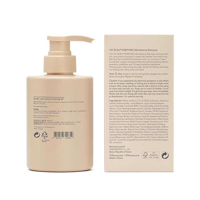 107 Clarifying Shampoo - Purifying Shampoo for Build Up, Dirt, Oil, Itchy, Dry Scalp – Fermented Vinegar & Ginseng for Refreshed & Revitalized Scalp - Paraben, Phthalate and Sulfate Free (16.9 oz)-VeraVaultWomen