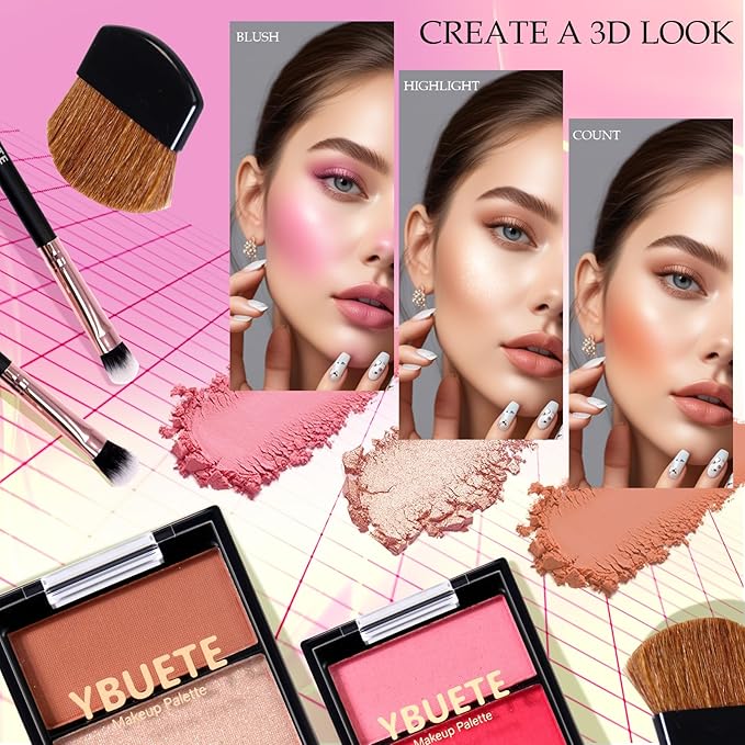 Makeup Kit for Teens Girls Women, Full Starter Cosmetics Set, Makeup Gift Set, Beginner Makeup Kit, Cosmetic Train Case For Women Full Kit, Included Eyeshadow Blusher Contour Eyebrow Powder-VeraVaultWomen