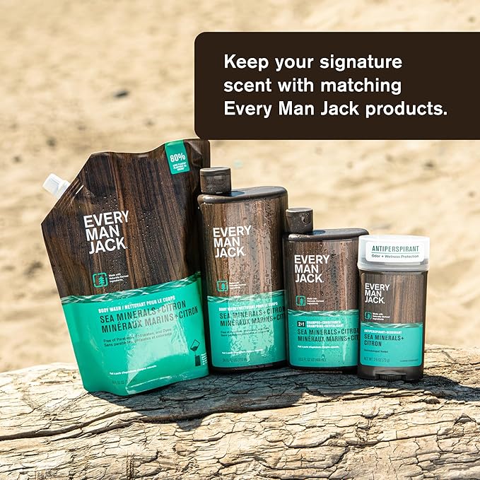 Every Man Jack Nourishing Sea Minerals + Citron Mens Body Wash for All Skin Types - Naturally Derived Ingredients - Cleanse and Hydrate Skin with Coconut and Glycerin - 24oz 2 Bottles-VeraVaultWomen
