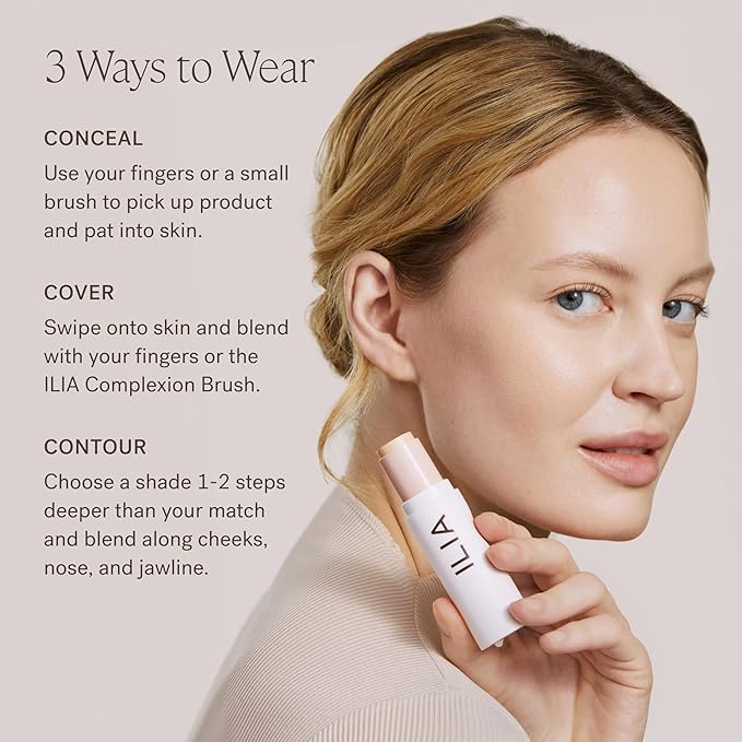 ILIA - Skin Rewind Complexion Stick - Foundation + Concealer + Skincare | Non-Toxic, Vegan, Cruelty-Free, Clean Makeup (18N - Hawthorn, 0.35 oz | 10 g)-VeraVaultWomen
