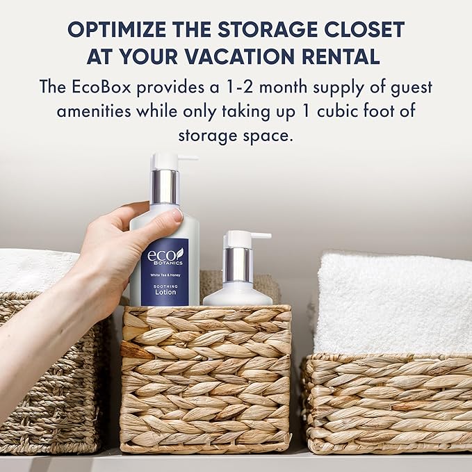 1-Shoppe Eco Botanics 20 Piece Ecobox All-In-Kit | White Tea and Honey Soap | 6 Shampoo, 4 Conditioner, 6 Body Wash & 4 Lotion | 10.14oz Hotel Soaps and Toiletries Bulk | Personal Care Products-VeraVaultWomen