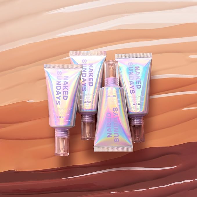 Naked Sundays BeautyScreen™ SPF 50 Mineral Peptide Foundation Tint – 2-in-1 Skin Tint & Mineral Sunscreen | Radiant, Buildable Coverage, Acne-Safe, Infused with Peptides (3 Warm Honey, 1.01 oz)-VeraVaultWomen