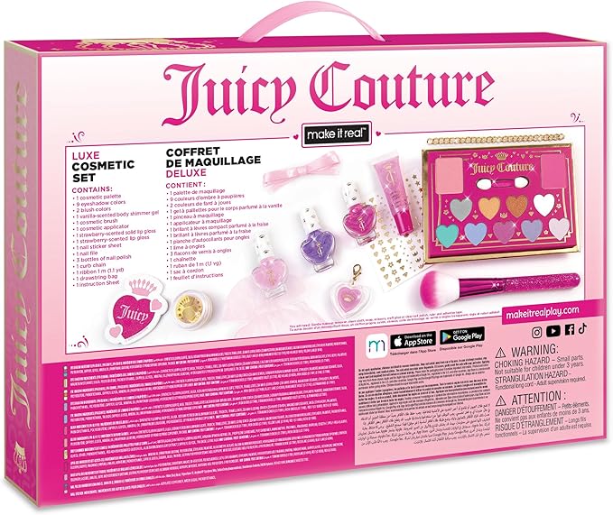 Make It Real: Juicy Couture Luxe Cosmetic Set - Lip Gloss Charm Bracelet, Nail Polish, Eyeshadow, Head to Toe Glam, Makeup Kit, Girls & Kids Ages 8+-VeraVaultWomen