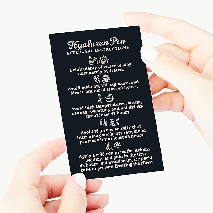 100 Pack - Premium Hyaluron Pen Lip Filler Aftercare Instructions Card 2 x 3.5" Accessories Supplies Kit Care - HP20A100_N-VeraVaultWomen