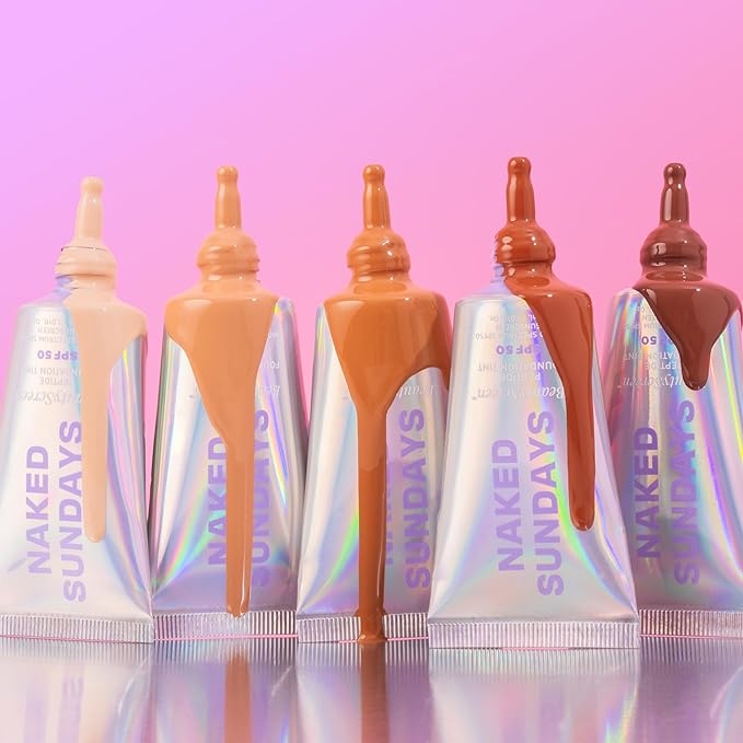 Naked Sundays BeautyScreen™ SPF 50 Mineral Peptide Foundation Tint 2-in-1 Skin Tint & Mineral Sunscreen- Radiant, Buildable Coverage, Acne-Safe (3.5 Light Medium Cool, 1.01 Fl Oz)-VeraVaultWomen