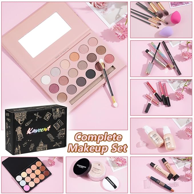 Makeup Kit Makeup Sets for Teens Makeup kits for Women Teenagers Make up Eyeshadow Palette Foundation Concealer Lipgloss Loose Powder Makeup Kit for Women Full Kit-VeraVaultWomen