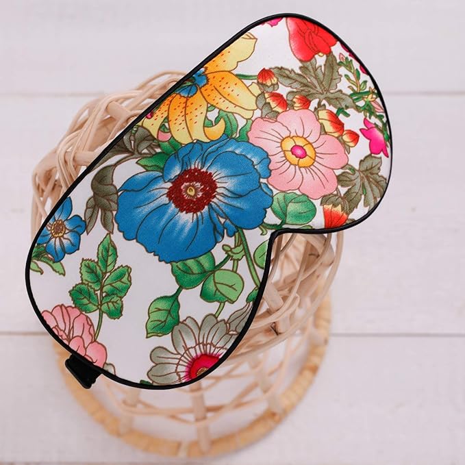 100% Pure Silk Eye Mask Sleep Eye Mask Eye Cover Eyeshade Sleeping Eye Mask Printed Colors (#10)-VeraVaultWomen