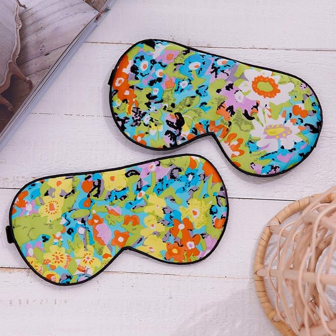 100% Pure Silk Eye Mask Sleep Eye Mask Eye Cover Eyeshade Sleeping Eye Mask Printed Colors (#17)-VeraVaultWomen