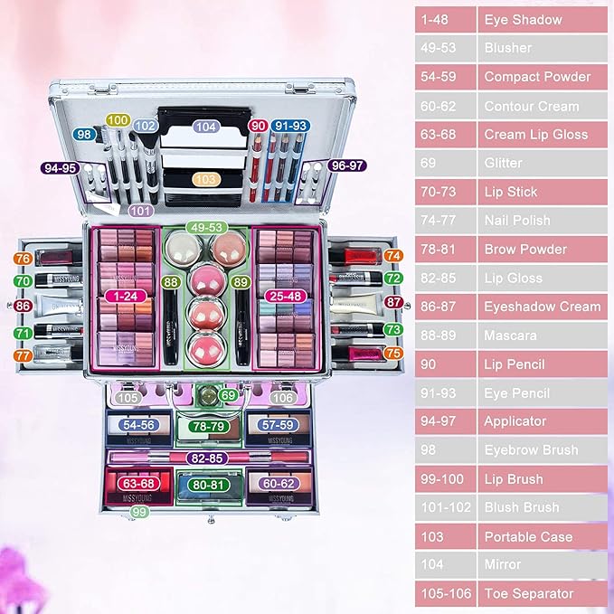102 Colors Professional make up set, All in one makeup kit for women full kit, Cosmetics teenagers, Makeup palette-VeraVaultWomen