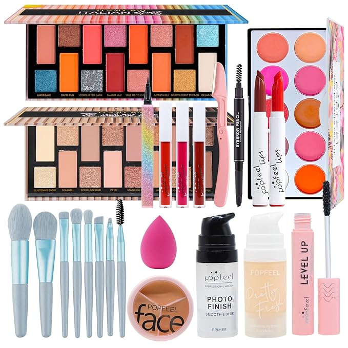 Makeup Kit for Women Full Kit, All-in-one Makeup Gift Set, Include Makeup Brush Set, Eyeshadow Palette, Lip Gloss Set, Lipstick, Foundation, Concealer, Mascara, Eyebrow Pencil-VeraVaultWomen