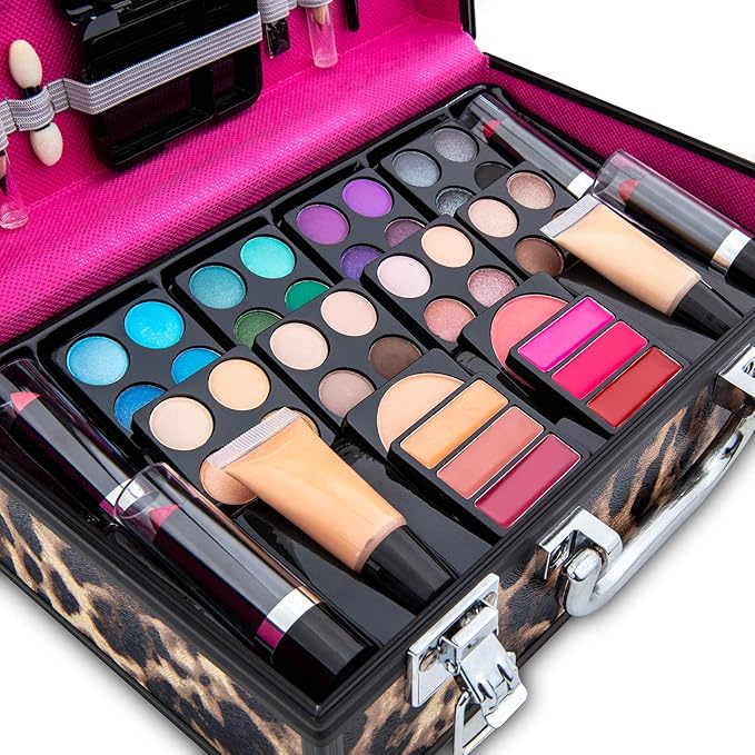 Makeup Kit Gift Set – 79 Piece - 32 Eye Shadows, 2 Blushes, 2 Lip Glosses, 2 Lipsticks, 2 Eye Liner Pencils, 1 Lip Liner Pencil, 1 Mascara - Case with Carrying Handle-VeraVaultWomen