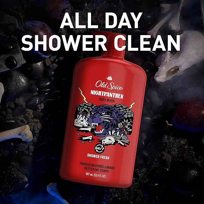 Old Spice Body Wash for Men, 3X Defense, 24/7 Shower Fresh with Long Lasting Lather, NightPanther Scent, 33.4 fl oz (Pack of 4)-VeraVaultWomen