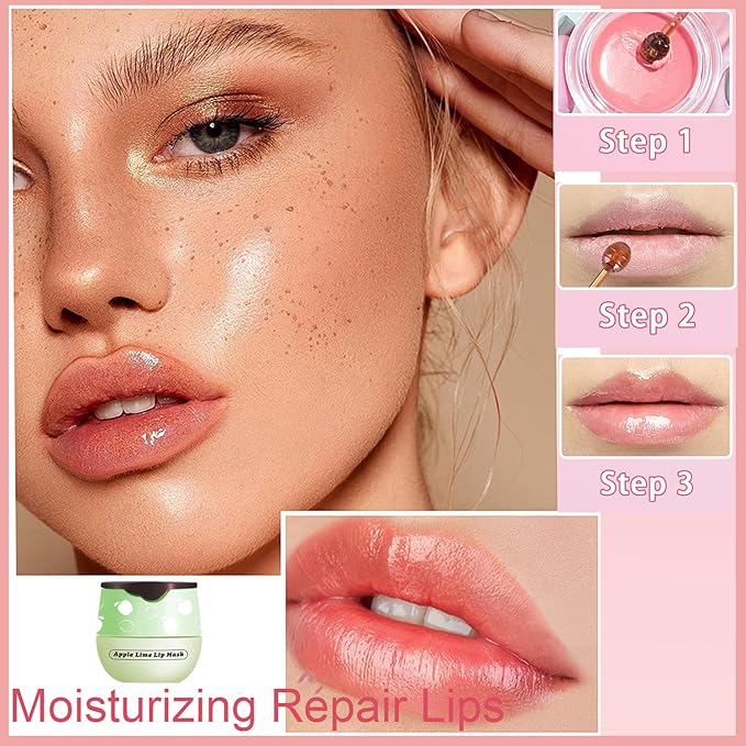 1 PCS Bee Lip Balm Honey Pot, Exfoliating Apple Bee Lip Balm Sleeping Lip Mask Overnight with Sticks, Honey Pot Lip Balm Prevention Dry Hydrating and Crack Lip Scrubs-VeraVaultWomen