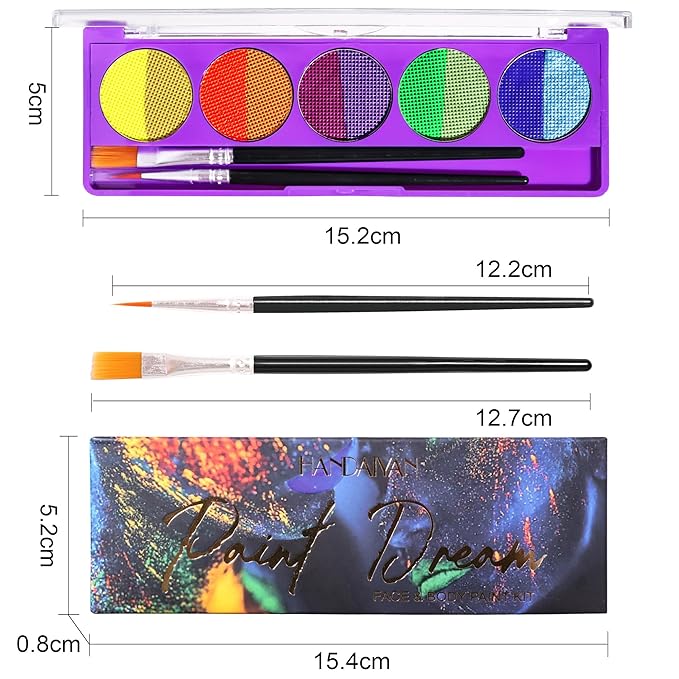 10 Colors Water Activated Eyeliner Palette,Water Activated Eyeliner,Neon Pigment Self Glowing Palette,Costume Halloween and Club Makeup Art Paint (01)