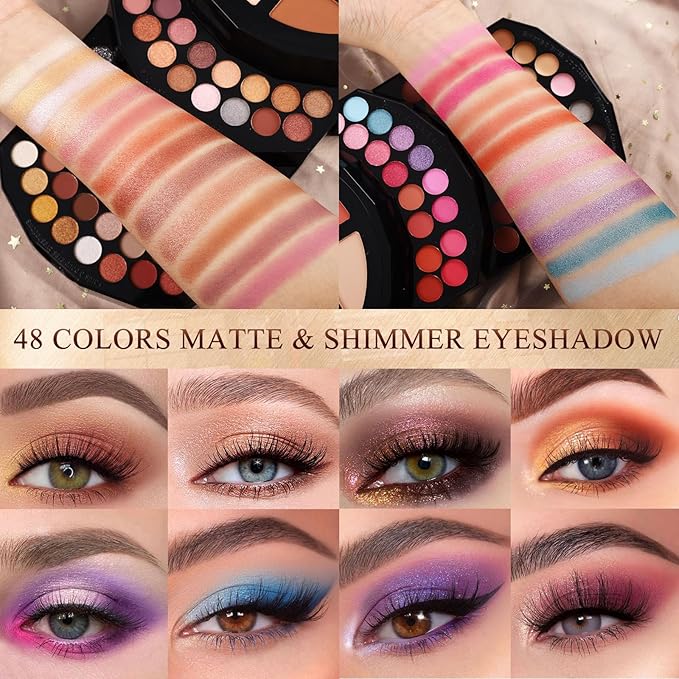 109 Colors Makeup Kit for Women Girl Full Kit Gift Set with Mirror All in One Make up Palette Included Eyeshadow Glitter Lipstick Concealer Eyeliner Eyebrow Highlighter Contour Blusher Compact PowderY-VeraVaultWomen