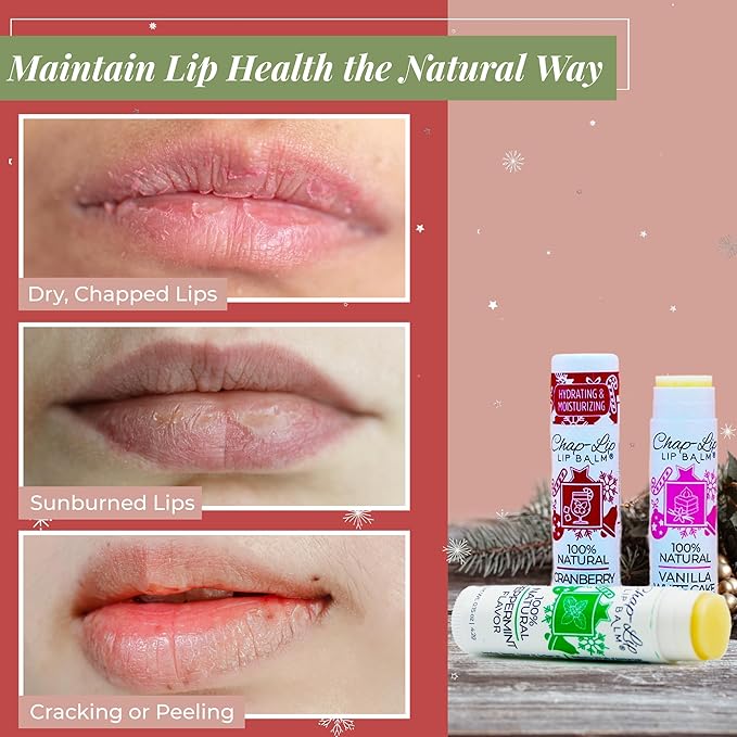 100% Natural Lip Balm Set - Beeswax Natural Christmas Gifts for Her - Ideal Gift for Women - Lip Moisturizer for Dry Lips, Cocoa Butter - Petroleum Free Pack of 8-VeraVaultWomen