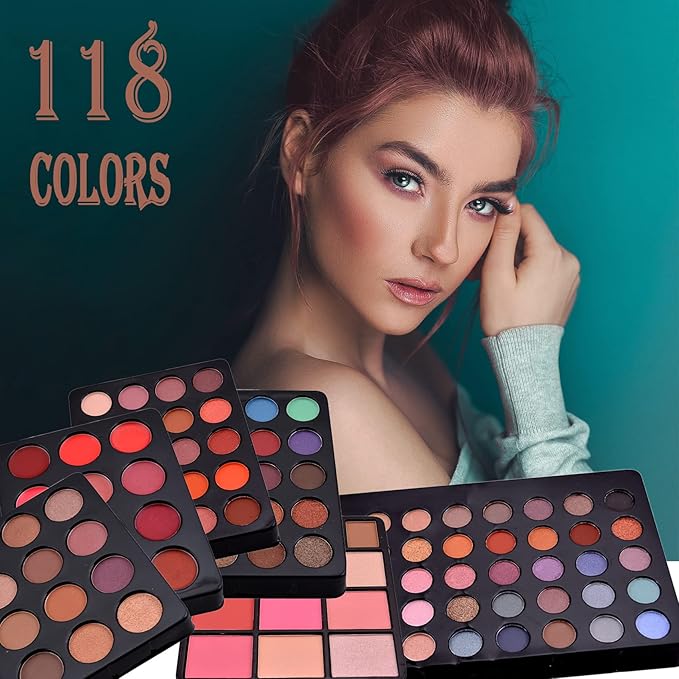 118 Colors Makeup Kit All-in-one Makeup Set, Cosmetic-Gift for Women -Include Makeup Brush Set, Eyeshadow Palette, Brow Powder, Eyebrow Pencil, Lip brush -(Multicolor 101)-VeraVaultWomen