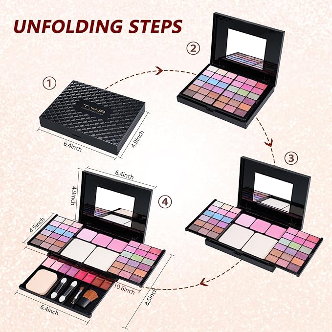 Makeup Kit Eyeshadow Palette for Women Full Gift Kit Girl Kids 49 Colors Makeup Set Combination Eyeshadow Palette with 12pcs Makeup Brushes-VeraVaultWomen