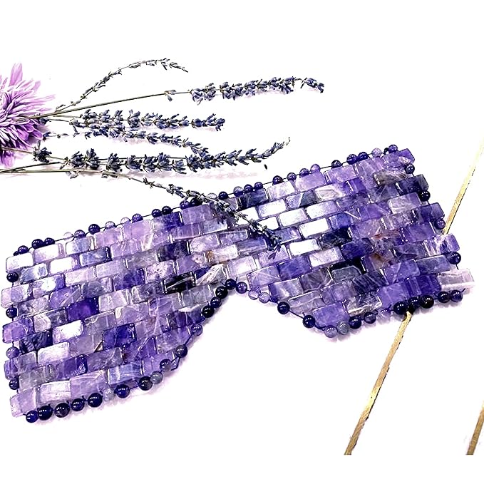 100% Authentic Amethyst Mother's day Gift Set Amethyst Eye Mask Amethyst Jade Roller & Gua Sha Set Facial Mask Instant Puffiness promote relaxation and relief stress.-VeraVaultWomen