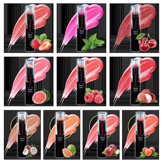 10 Pack Tinted Lip Balm With Glitter Powder Stocking Stuffers Tinted Chapstick - Moisturizing Lip Balm with Shimmer - Lipstick Set - Assorted Colors and Favors-VeraVaultWomen