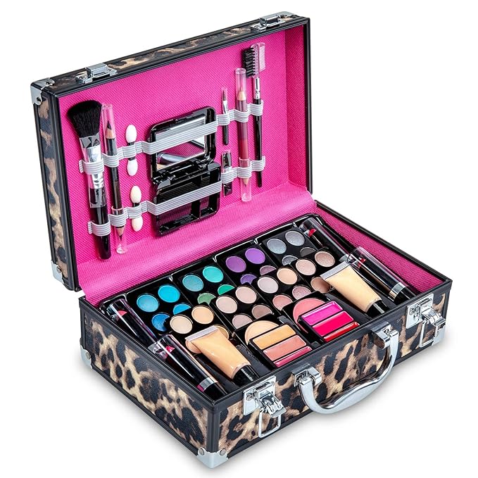 Makeup Kit Gift Set – 79 Piece - 32 Eye Shadows, 2 Blushes, 2 Lip Glosses, 2 Lipsticks, 2 Eye Liner Pencils, 1 Lip Liner Pencil, 1 Mascara - Case with Carrying Handle-VeraVaultWomen