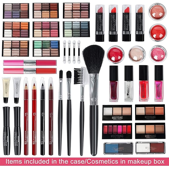 Make-up Box Set Multi-purpose Cosmetic Storage Beauty Case Professional Contain Eyeshadow Concealer Lip gloss Blusher Compact Powder Eyebrow and Makeup Pencil Brush #3-VeraVaultWomen