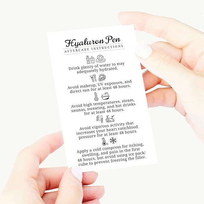 100 Pack - Premium Hyaluron Pen Lip Filler Aftercare Instructions Card 2 x 3.5" Accessories Supplies Kit Care - HP07A100_N-VeraVaultWomen