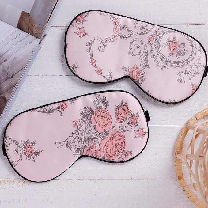 100% Pure Silk Eye Mask Sleep Eye Mask Eye Cover Eyeshade Sleeping Eye Mask Floral Colors (#1)-VeraVaultWomen